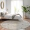 Homeroots 8' Gray Beige And Ivory Round Floral Washable Indoor Outdoor Area Rug 605475 - alternate 4