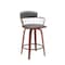 Homeroots 26" Gray And Wood Brown Faux Leather Swivel Low Back Counter Height Bar Chair 534441 - alternate 2