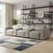 Homeroots 130" Light Gray Top Grain Leather Reclining Metal USB Sofa 720397 - alternate 5