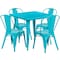 Flash Furniture Square Teal-Bl Metal Table Set, 31.5SQ, 31.5" W, 31.5" L, 29.5" H, Metal, Blue ET-CT002-4-30-CB-GG - alternate 1