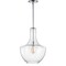Jonathan Y Watts 13.25" 1-Light Mid-Century Modern Iron/Glass LED Pendant, Chrome/Clear JYL6401A - alternate 9