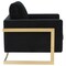 Leisuremod Lincoln Velvet Accent Armchair with Gold Frame, Midnight Black LA31BL - alternate 5
