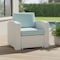 Homeroots 33" White Heavy Duty Plastic Outdoor Club Chair With Aqua Blue Cushion 565252 - alternate 4
