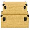 Homeroots Set of Two Natural And Black Faux Rattan Nesting Storage Boxes With Lids, 2PK 712930 - alternate 5
