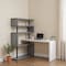 Homeroots 93" White and Gray Wood and Metal L Shape Writing Desk 543806 - alternate 3