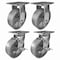 Hyw Products Heavy Duty Caster Set 6in Steel Wheels, 2 Rigid & 2 Swivel with Brake, 4PK 40-60R-A1-SS-2,40-60S-A1-SS-TB-2 - alternate 1
