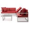 Leisuremod Chelsea White Sectional With Adjustable Headrest & Coffee Table With Red Cushions CSLW-80R - alternate 3