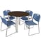 Regency Round Kee Breakroom Table W/ 4 Zeng Stack Chairs, 48 in W, 48 in L, Neo Walnut TB48RNDNWBPCM44BE - alternate 1