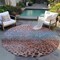 Homeroots 8' Terra Cotta Blue And Black Round Abstract Washable Indoor Outdoor Area Rug 603097 - alternate 3