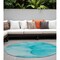 Homeroots 8' Round Teal Round Abstract Washable Non Skid Indoor Outdoor Area Rug 559780 - alternate 1