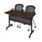 Regency Kobe Flip-Top Privacy Nesting Table W/ 2 Cadence Nest Chairs, 48 in W, 30 in L, Neo Walnut MKFTM4830NW23BK - alternate 1