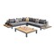 Armen Living Polo Aluminum and Teak Wood Outdoor Coffee Table in Gray SETODPO4SEBOX4 - alternate 1