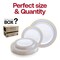Smarty Had A Party White with Blue and Gold Chord Rim Plastic Dinnerware Set (120 Dinner Plates+120 Salad Plates), 240PK 620VP-CASE - alternate 6