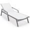 Leisuremod Marlin Patio Chaise Lounge Chair with Armrests in Grey Aluminum Frame, White, 2PK MLAGR-77W2 - alternate 6