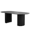 Homeroots 86" Black Solid Wood Pedestal Base Oval Dining Table 720692 - alternate 1