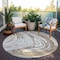 Homeroots 8' Taupe Brown And Beige Round Abstract Washable Indoor Outdoor Area Rug 601304 - alternate 6