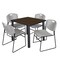 Regency Square Kee Breakroom Table W/ 4 Zeng Stack Chairs, 42 in W, 42 in L, Neo Walnut TB4242NWBPBK44GY - alternate 1