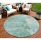 Homeroots 8' Emerald Round Abstract Washable Indoor Outdoor Area Rug 607784 - alternate 1