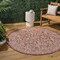Jonathan Y Tela Bohemian Textured Weave Floral Red/Taupe 6 ft Round Indoor/Outdoor Area Rug SMB100A-6R - alternate 1