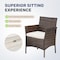 Yssoa 3-Piece Patio Furniture Set Outdoor Rattan Wicker Chairs with Comfortable Cushions and Glass 3A88FNSOFASET3RATTANBRN - alternate 6