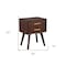 Homeroots 25" Solid Wood and Wood Two Drawer Nightstand 399256 - alternate 4
