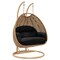 Leisuremod Mendoza Light Brown Wicker Hanging 2 person Egg Swing Chair with Black Cushions MSCLBR-53BL - alternate 1