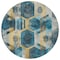 Homeroots 8' Teal Blue Gold And Silver Round Geometric Washable Indoor Outdoor Area Rug 618759 - alternate 4