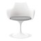 Homeroots White Heavy Duty Plastic Swivel Dining Arm Chair With Gray Faux Leather Cushion 520276 - alternate 5