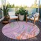 Homeroots 8' Pink Green And Teal Blue Round Abstract Washable Indoor Outdoor Area Rug 600248 - alternate 3