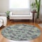 Homeroots 8' Blue And Purple Round Geometric Washable Indoor Outdoor Area Rug 609004 - alternate 4