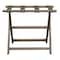 Homeroots Earth Friendly Taupe Folding Luggage Rack With Dark Tan Straps 383087 - alternate 1