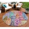 Homeroots 8' Red Gold And Teal Blue Round Village Houses Washable Indoor Outdoor Area Rug 577879 - alternate 1