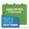Pendaflex Top Tab Fastener Folder, 1/3-Cut Tab: Assorted, Expands 2", 2 Fasteners, Letter Size, Green, 25PK 15938GW - alternate 2