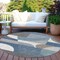 Homeroots 8' Gray Blue And Ivory Round Geometric Washable Indoor Outdoor Area Rug 616726 - alternate 6