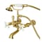 Kingston Brass 7-Inch Wall Mount Tub Faucet with Hand Shower, Brushed Brass CC549T7 - alternate 1