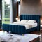 Homeroots Navy Blue Solid Wood King Tufted Upholstered Velvet Bed Frame 544855 - alternate 4