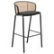 Leisuremod Ervilla Wicker Bar Stool with Fabric Seat and Black Powder Coated Steel Frame, Black EBBL-31BL - alternate 1