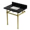 Kingston Brass 30" Black Granite Console Sink with Brass Legs, 8-Inch, 3-Hole, Black Granite/Brushed Brass KVPK3030KBSQ7 - alternate 1