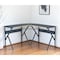 Homeroots 49" Black Wood and Metal Corner H-Shape Computer Desk 568031 - alternate 6