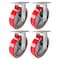 Hyw Products Heavy Duty Caster Set 8in Red Polyurethane on Cast Iron Wheels, 4 Rigid, 4PK 40-80R-A1-PC-4 (R) - alternate 1