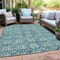 Homeroots 8' X 10' Teal Blue Gray And Gold Floral Washable Indoor Outdoor Area Rug 595994 - alternate 3