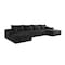 Homeroots 107" Black Corduroy Modular Compression Foam Sofa With Ottoman And Toss Pillows 712953 - alternate 1