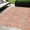 Homeroots 5' X 8' Salmon And Ivory Geometric Washable Indoor Outdoor Area Rug 612900 - alternate 1