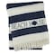 Homeroots 55" X 70" Navy Blue And White Stripe Cotton Beach House Embroidered Throw Blanket with Fringe 713574 - alternate 3
