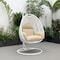 Leisuremod White Wicker Hanging Egg Swing Chair with Taupe Cushions ESCW-40TP - alternate 4