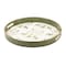 Homeroots 14" Green White And Gold Woodland Scene Round Serving Tray With Handles 634492 - alternate 2