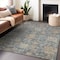 Homeroots 5' X 8' Denim Blue Brown And Beige Damask Washable Indoor Outdoor Area Rug 603846 - alternate 3