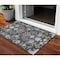 Homeroots 3' X 5' Charcoal Gray And Beige Floral Washable Indoor Outdoor Area Rug 605461 - alternate 1