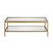 Homeroots 45" Clear Glass And Gold Steel Coffee Table With Shelf 520941 - alternate 7