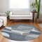 Homeroots 8' Gray Blue And Ivory Round Geometric Washable Indoor Outdoor Area Rug 616726 - alternate 7
